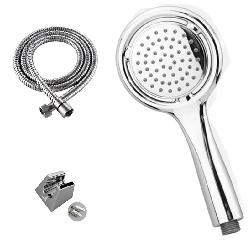 Handheld Round Chrome Plating ABS Shower Head Set Water Saving High