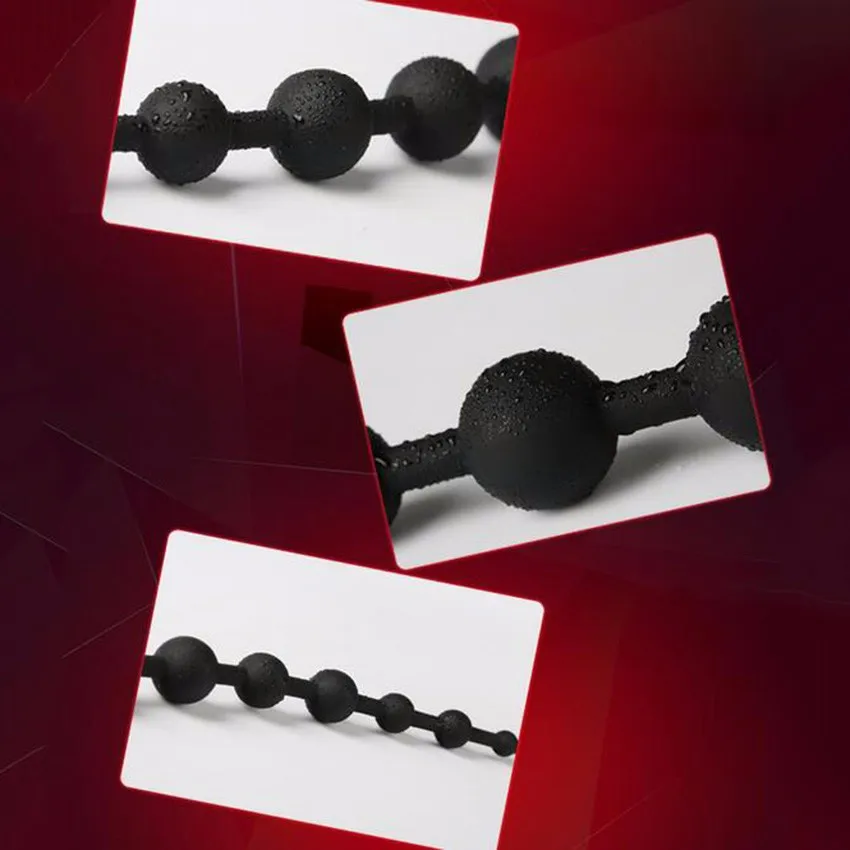 Zerosky Anal Ball Butt Plug Large Size Black Anal Beads Silicone Anal Sex Toys Male Prostate Massager 4