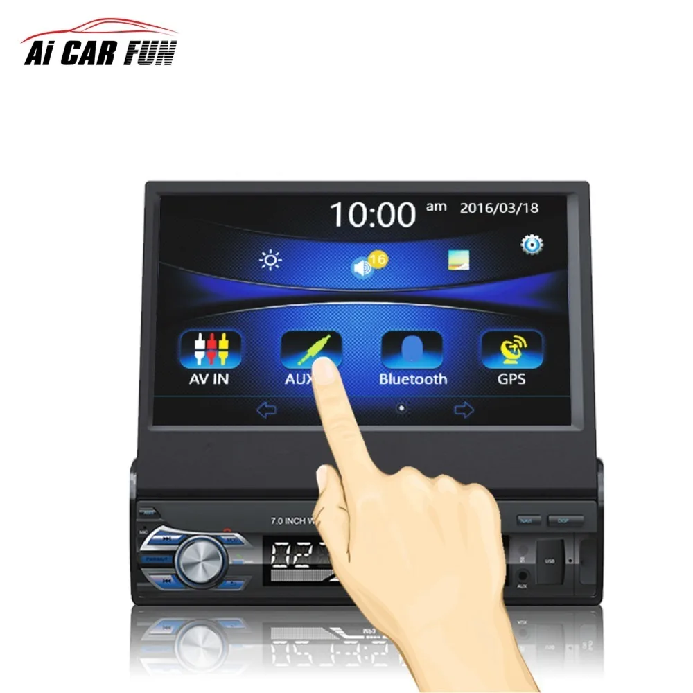 

RM-GW9601 7 inch 1DIN HD Handsfree Bluetooth Car Stereo GPS navigation Car Radio Automatically Tensile MP5 Player FM USB SD Maps
