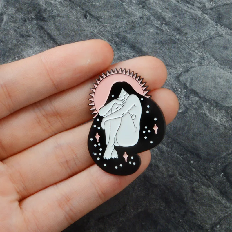 

Quiet Sleeping Girl Feminist Enamel Pin Brooches Badges Hard Enamel Pins Women Hat Bag Backpack Jewelry Accessories Fine Gifts