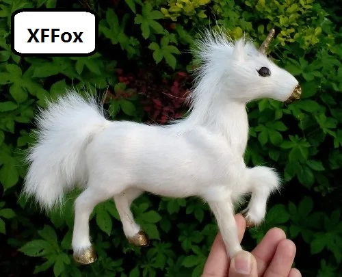 

cute real life white horse model plastic&furs simulation unicorn gift about 18x18cm xf1831