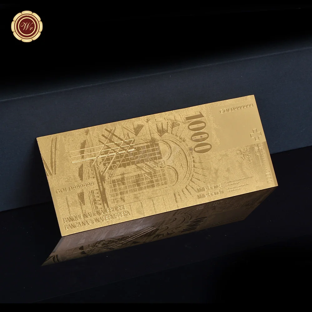 

Currency New Switzerland Gold Foil Banknote Plated 1000 Franc Gold Foil PET Plastic Material