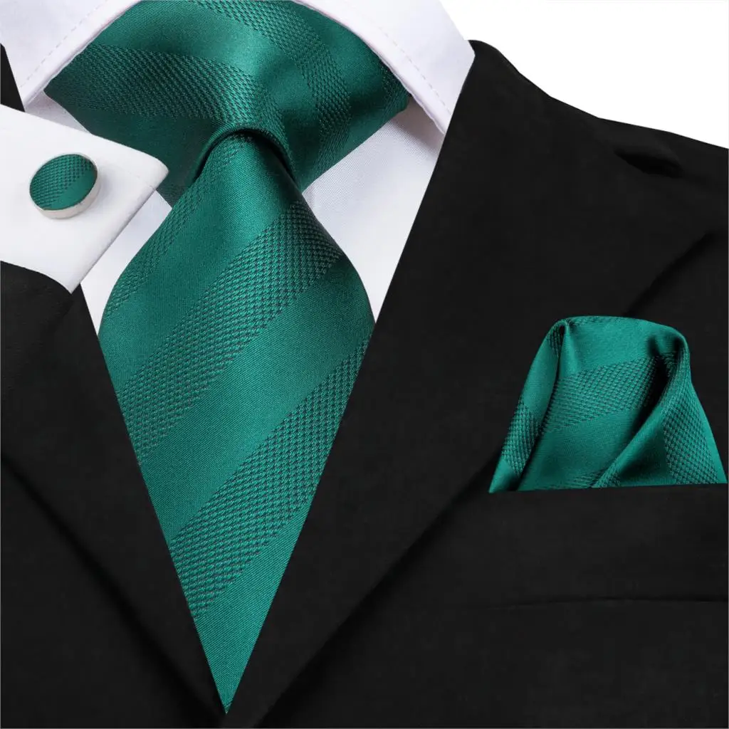 20 Styles Luxury Silk Men Tie Pocket Square Party Wedding Tie Set For Mens 8.5cm 100% Silk Jacquard Woven Fashion Green Necktie
