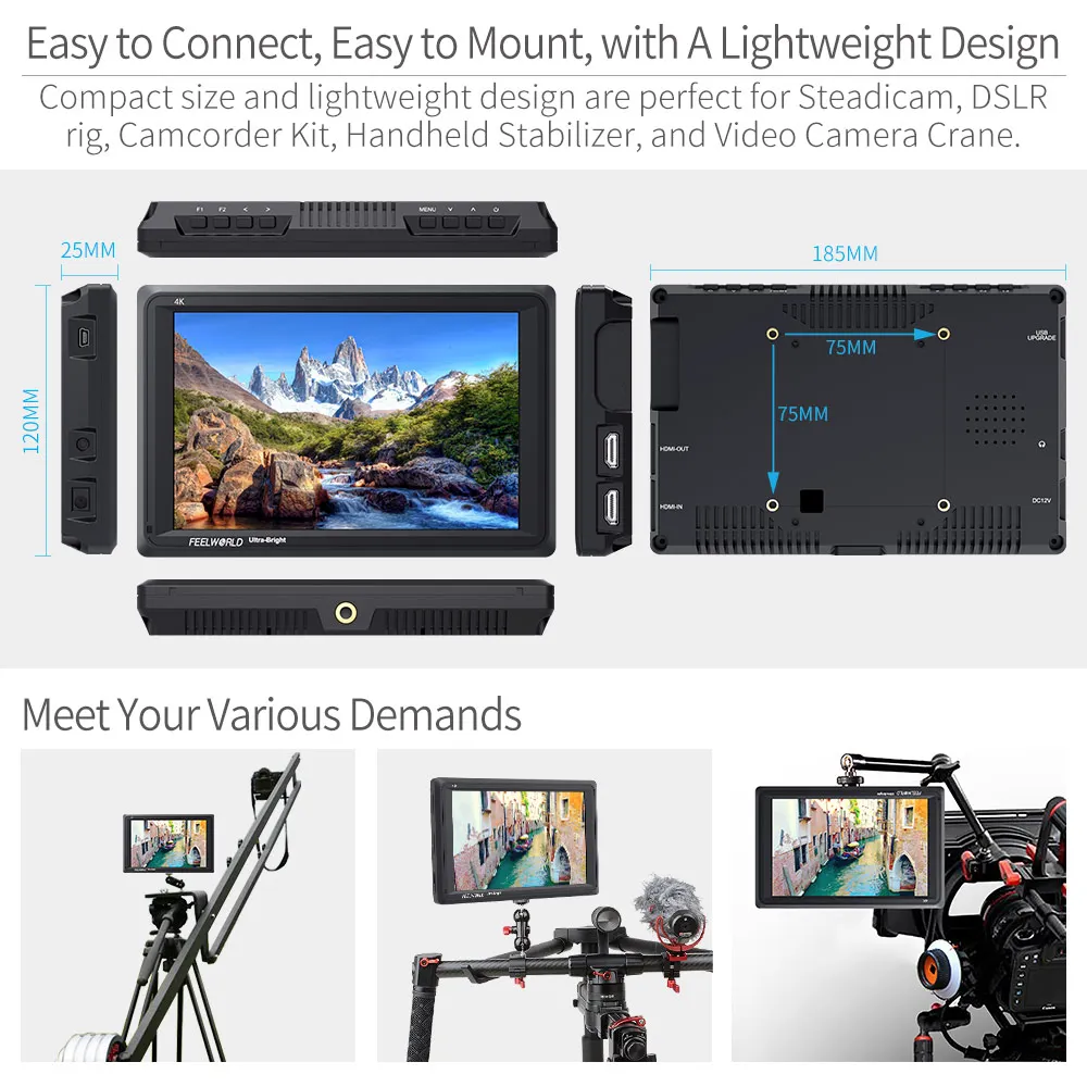 FEELWORLD FW279 камера полевой монитор 7 дюймов ультра яркий 2200nit дневной свет просмотра