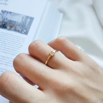 

lady's So Thin Authentic S925 Sterling Silver Fine Golds Square Zirconia aaa+ Thin adjust ring Twisted Wire rings J451