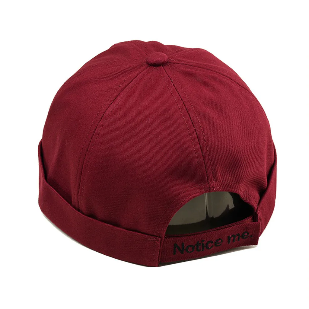 

Spring and Autumn Yuppie Solid Cotton Skullcap with Letter embroidery Vintage Cap Hip Hop Hat without Visor Folding Cuff Beanies