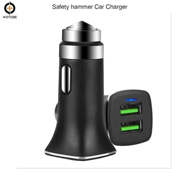 

Safety Hammer Truck Escape Tool QC3.0/3.1A dual USB car charger is suitable for the iPhone/iPad/Samsung Huawei Millet LG and so