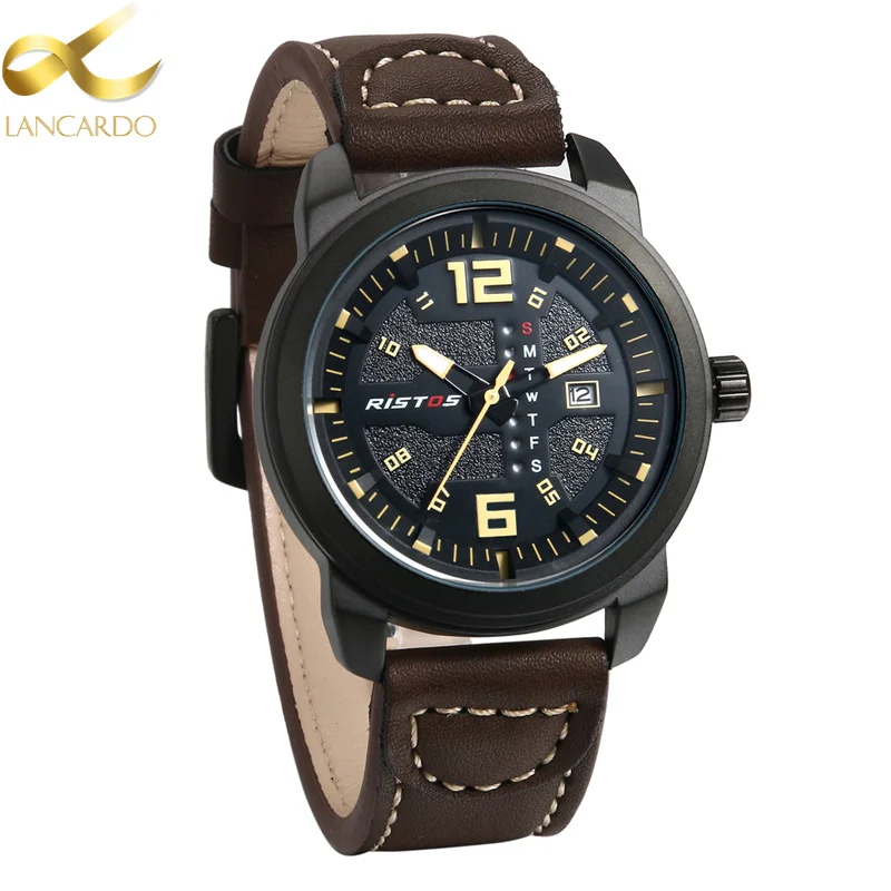 

Top Brand Lancardo Men Quartz Analog Watch Casual Leather Watches Reloj Masculino Male Fashion Sport Watch Design Man Erkek Saat