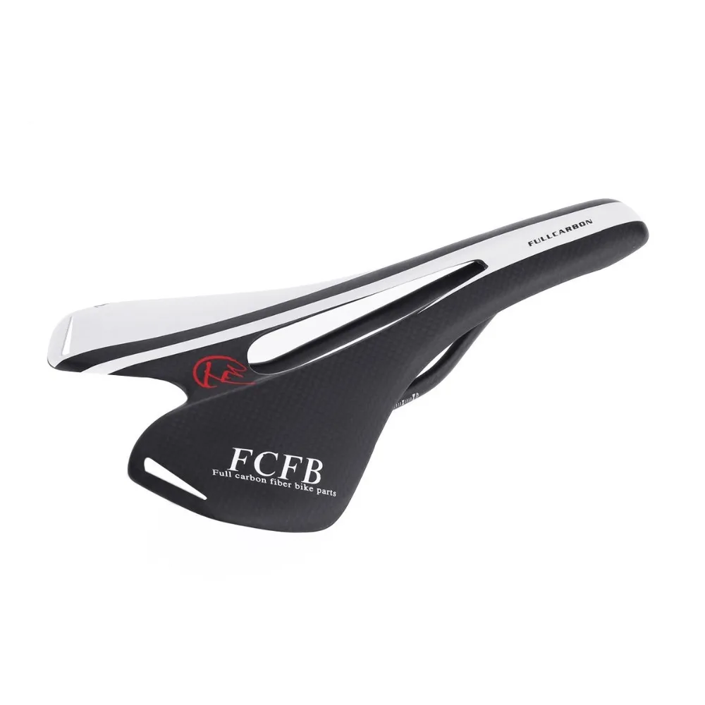 

FCFB T700 Carbon Fiber saddle 3K Matte Light Weight Anatomic Relief MTB Mountain Bike Road Bicycle Saddle Seat (Black + White)