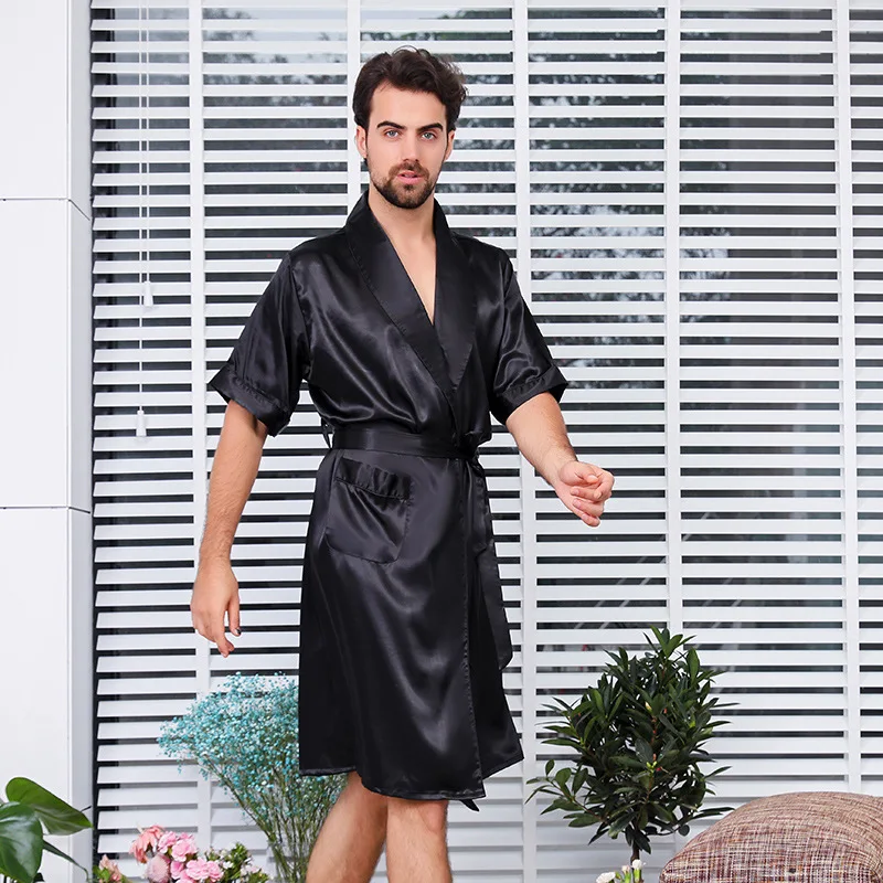 Кимоно купальный халат с принтом ночная рубашка для мужчин интимное нижнее белье домашнее платье Lougne ночная рубашка халат оверсайз 4XL 5XL