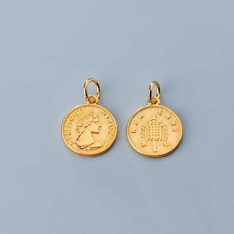 925 стерлингового серебра Европейская королева круглые декоративные монеты 12 мм покрытием красочные медальон Висячие Подвески самодельные ювелирные изделия сделать ожерелье