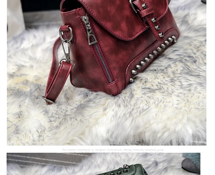 ZMQN Crossbody сумки для Для женщин Курьерские сумки 2018 Винтаж кожаные сумки Сумки Для женщин известный бренд заклепки маленькая Sac A522