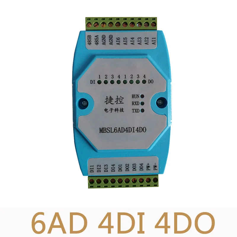 

2pcs/lot 6AD4DI4DO 6 Road 0-20mA Analog input 4 Road digital output Module MODBUS communication RS485 data acquisition isolation