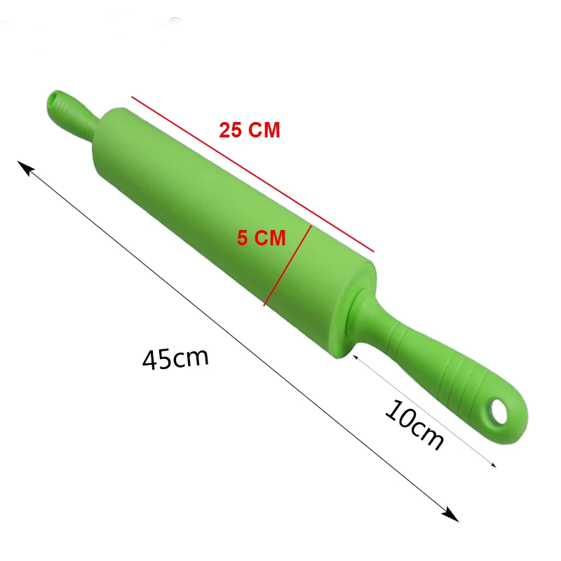 Силиконовые скалки антипригарные принадлежности для выпечки, помадка Скалка с пластиковой ручкой Кондитерские инструменты - Цвет: 1 PC