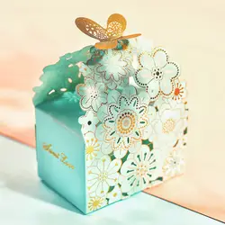 30 шт./лот полые Butterfily Стиль свадебной подарочной коробке цветочным узором конфеты Коробки Бумага Еда Организатор Свадебные украшения