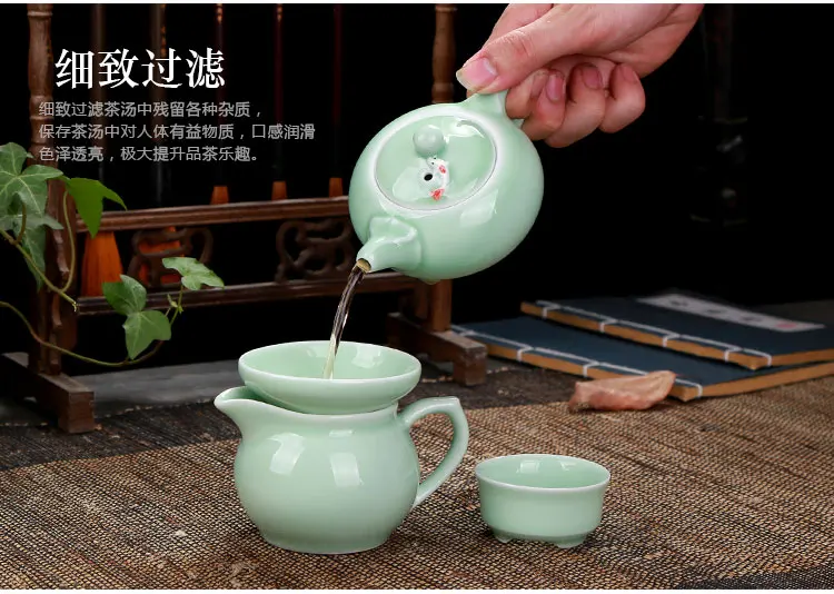 Чайный набор Longquan Celadon, керамический чайник Gaiwan, чайная чашка, китайский чайник кунг-фу, посуда для напитков, подарок для друга