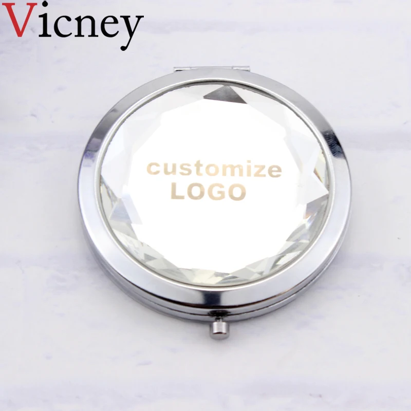 

Vicney Customizable pattern Women Cute Makeup Mirror Lovely Pocket Crystal Portable Double Dual Sides Compact Mirrors