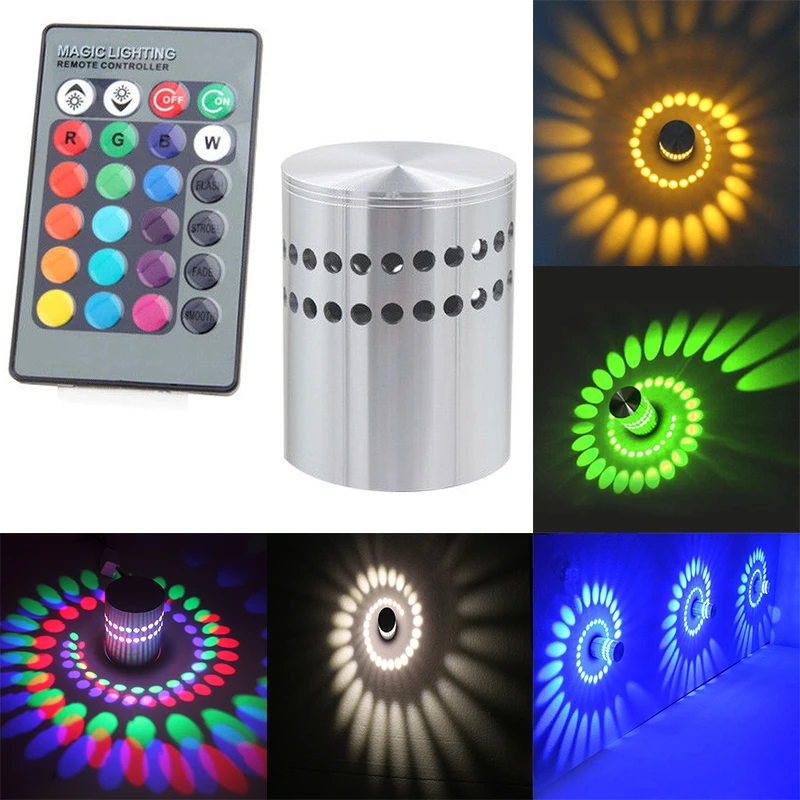 Modern 3W LED Wall Lamp KTV Background Lighting RGB+Remote 85-265V Porch Hotel Modern 3W LED Wall Lamp KTV Background Lighting RGB+Remote 85-265V Porch Hotel