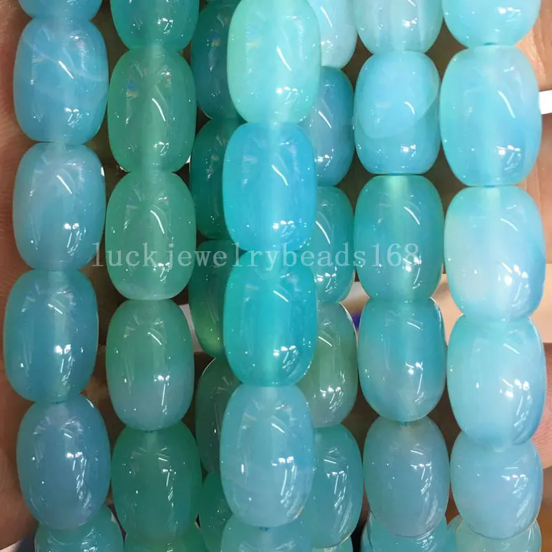 

Бесплатная доставка Модные ювелирные изделия 10x14 мм Небесно-Голубой Сердолик Свободные бусины 15,5 "FG7850