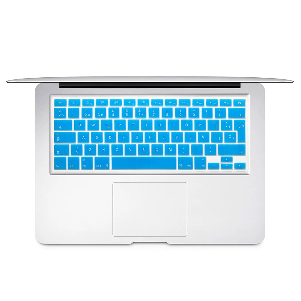 Испанская Чили ЕС Клавиатура Защитная крышка для Mac Book Air13 pro15 retina A1466 A1502 A1398 A1278 кожи красочная клавиатура пленка - Цвет: sky blue