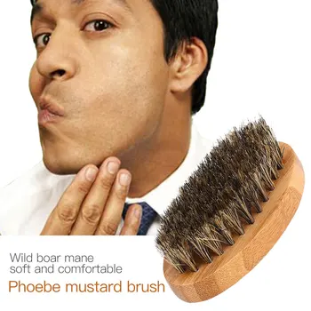 

Men's Soft Boar Bristle Beard Mustache Oil Brush Military Round Wood 8cm Handle