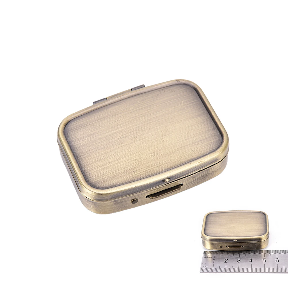 Бронзовая металлическая прямоугольная 2 сетка влагостойкий держатель для лекарств коробка для хранения таблеток 56*44*15 мм Металлические Коробки для таблеток