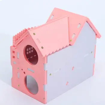 Hamster House Small Colorful Wooden House For Bear Baby Two-layer Environmental Friendly Villa With Balcony Cage For Hamster 5