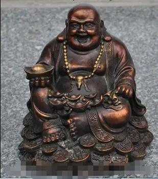 

Chinese buddhism bronze wealth yuanbao money happy laugh Maitreya Buddha statue