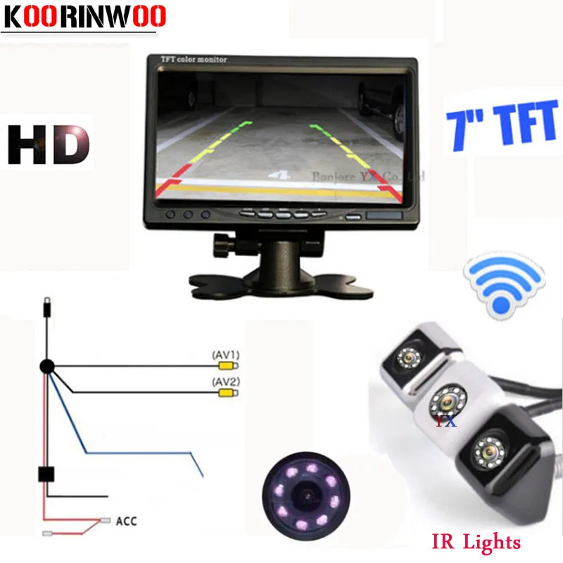 Original Koorinwoo Wireless Adopter Parking CCD Car Rear view camera HD 7&quot LCD-TFT Monitor Video Vehicle Screen Back for car |