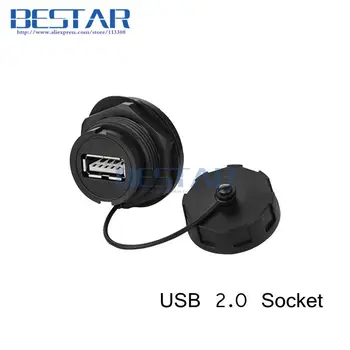 

USB female socket plug Panel Mount adapter USB 2.0 3.0 Waterproof Connector IP67 extension cord connector With cap