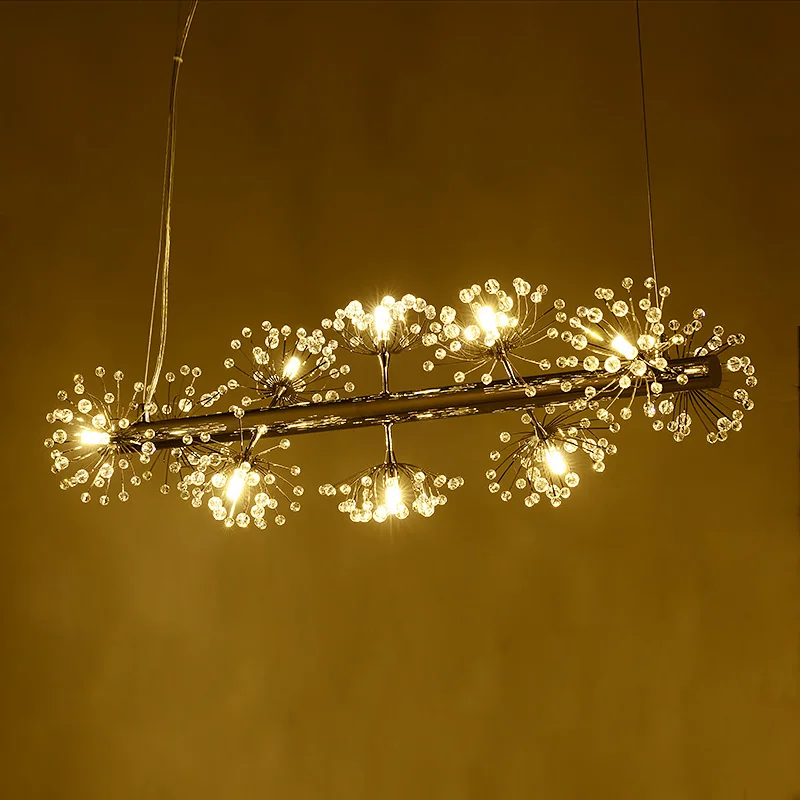 

Nordic creative fishing line LED chandeliers simple art design bar lamp dandelion spiral restaurant crystal chandeliers led lamp