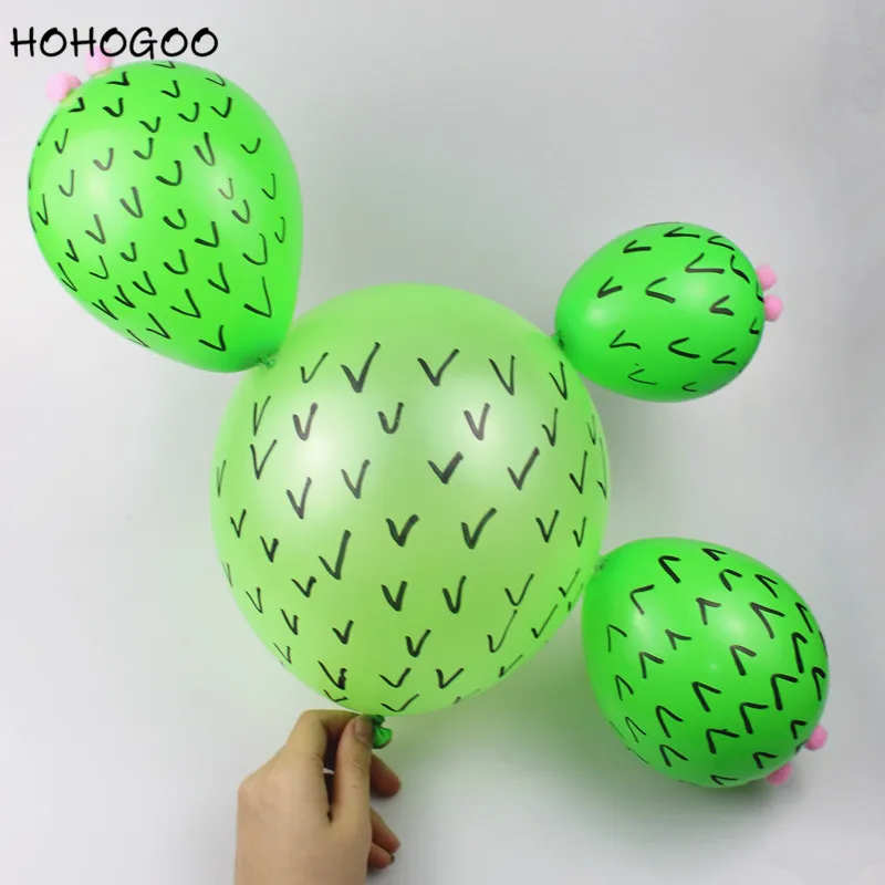 

HOHOGOO 6pcs/set 12inch DIY Cactus Balloon Latex Hawaiian Cactus Balloon Tropical Birthday Party Children's Day Decoration