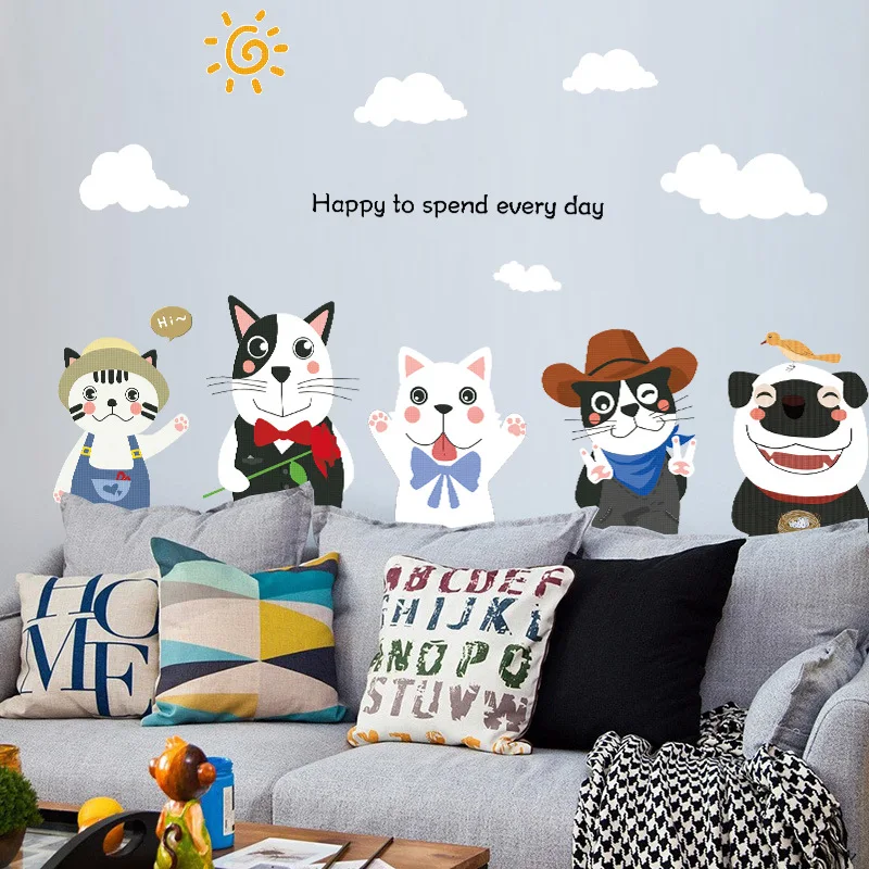 

Cute Dog "Happy To Send Every Day" Creative Wall Art Wall Sticker Decor DIY Home Party Decor Mural Art Poster Bedroom Supplies