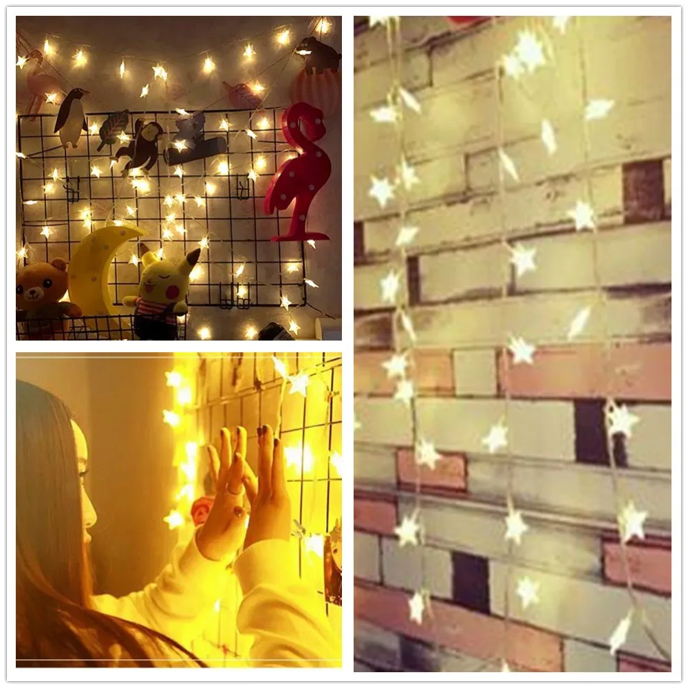 3m Star Led Strings Wire Battery Operated Christmas Wedding Party Decoration Outdoor Party Suplies LED String Fairy Lights (1)