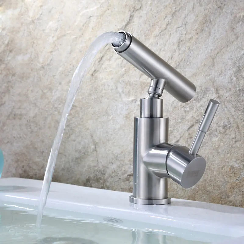 

360 stainless steel personality basin bibcock cold and hot Undercounter puckering 360 degree rotating lavatory faucet