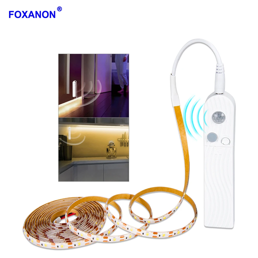 

Foxanon Led Under Cabinet Light PIR Motion Sensor LED Strip Lamp for DIY Under Bed Light Bedroom Washroom Kitchen Night Lights