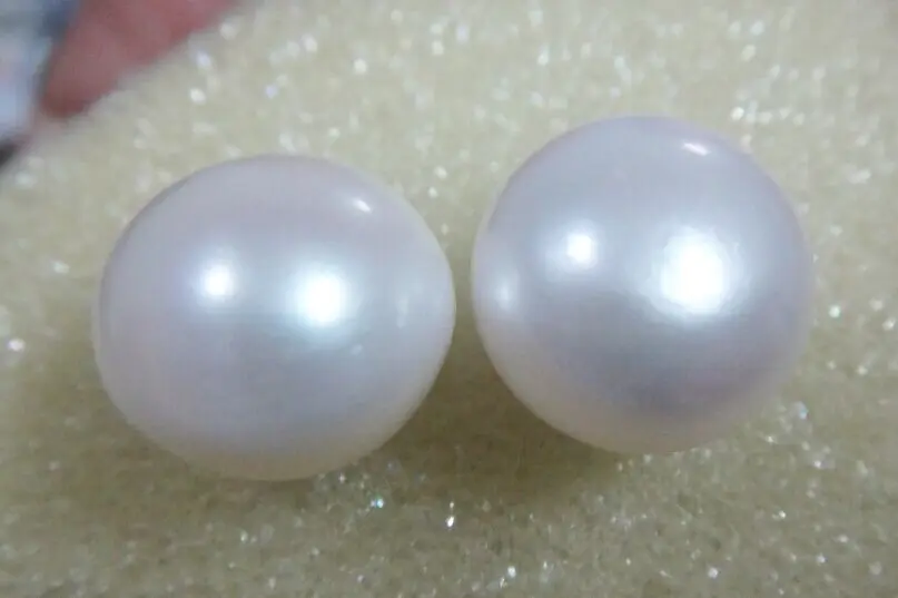 

HUGE AAA++ 14-15MM AUSTRALIA SOUTH SEA WHITE PEARL EARRING 14k
