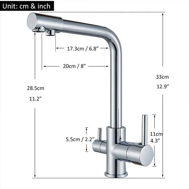 Хромированный кухонный кран Двойной Поворот Носик питьевой воды фильтр латунь очиститель сосуд Раковина Смеситель горячей и холодной воды Torneira