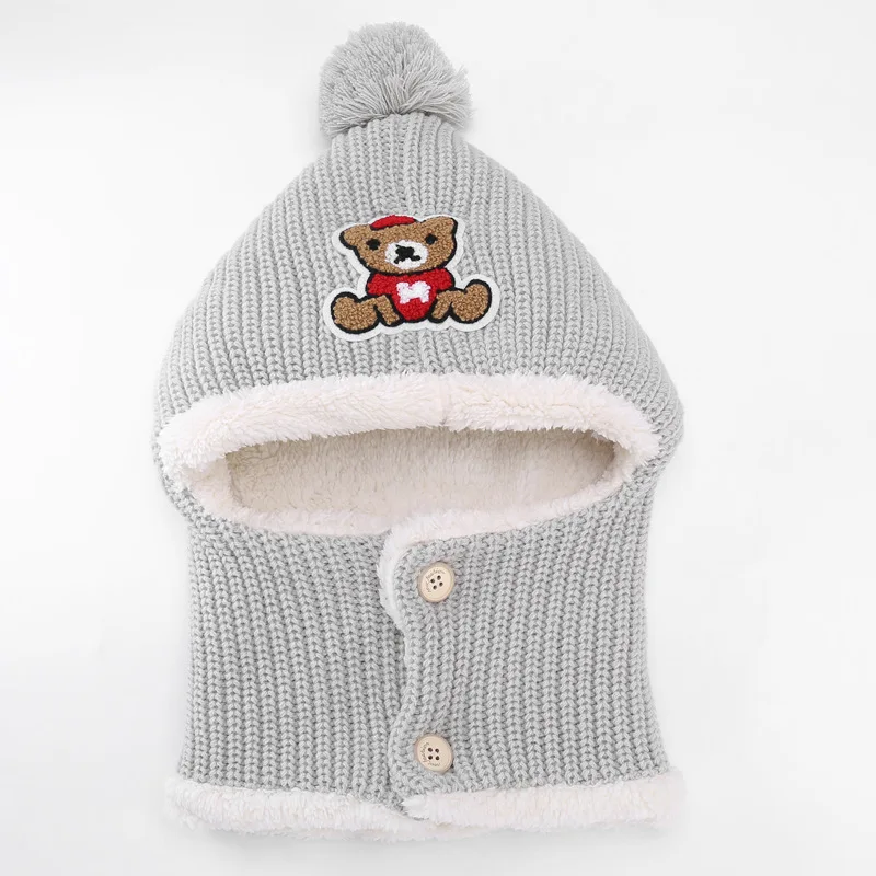 Новая детская зимняя плюшевая шапка для мальчиков и девочек, шарф, детская шапка с капюшоном, зимние шапки для маленьких девочек, От 1 до 12 лет шапка с капюшоном в масках