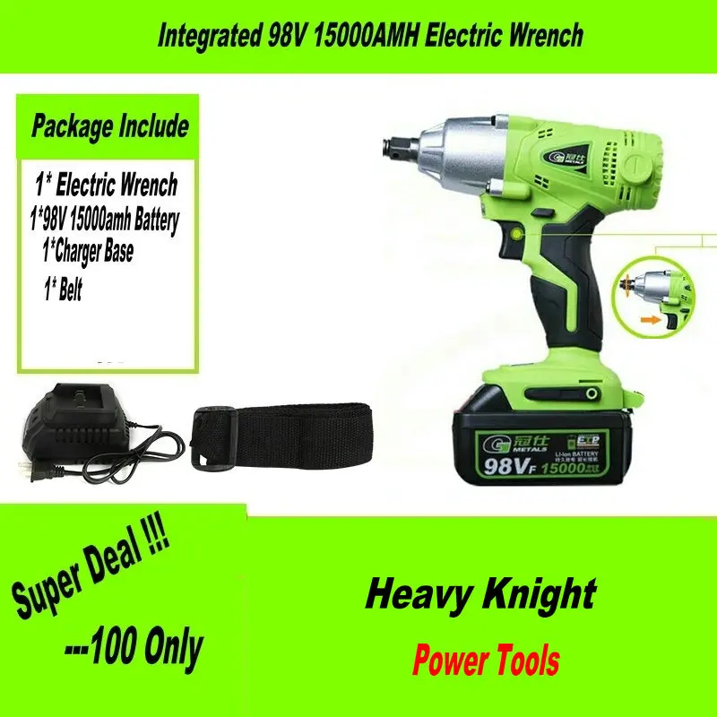 98TV 15000mAh Cordless Electric Wrench Impact Socket Wrench Li Battery