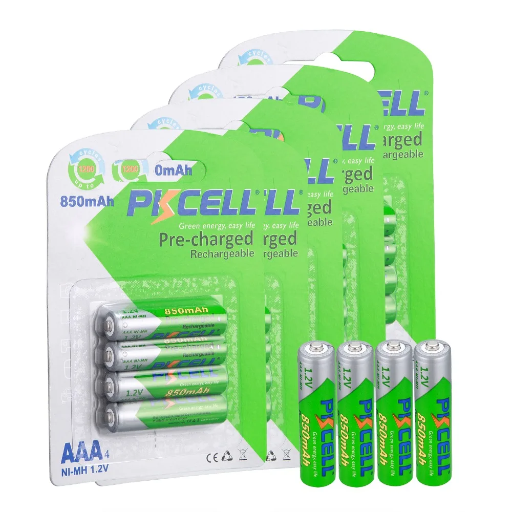 20pcs/5card PKCELL AAA Rechargeable Battery 1.2V 850mAh NiMH 3A Batteries | Электроника
