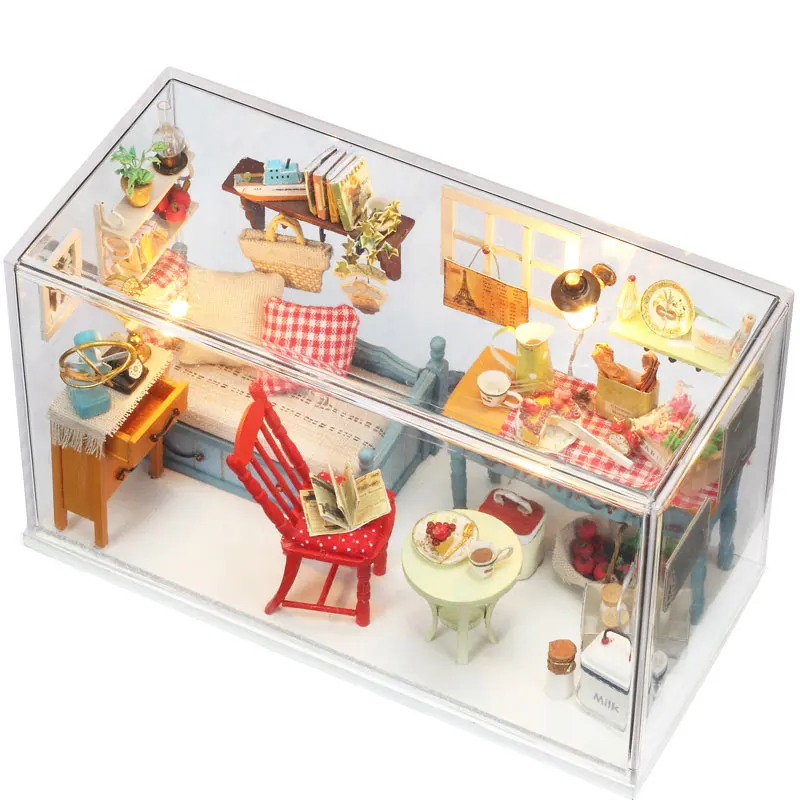 Сладкие годы DIY Кукольный дом девушка флэш-спальня установить светодиодная световая игрушка сборка модель здания ремесло игрушки подарки