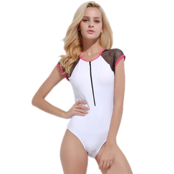 

Sexy Plus Size Swimwear Women One Piece Swimsuit Zipper Mesh Swimsuit Women Bathing Suit Push Up Wetsuit Diving Suit monokini