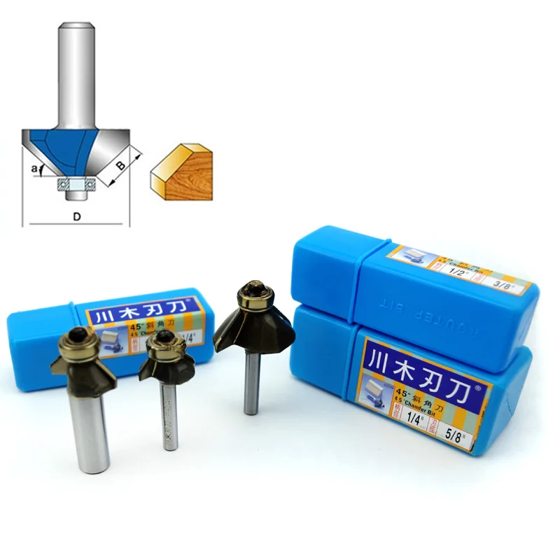 

1/2 bevel 22.0~44.45mm 45 degree bevel bit trimming knife woodworking milling cutter router bits 45 degree Bevel knife