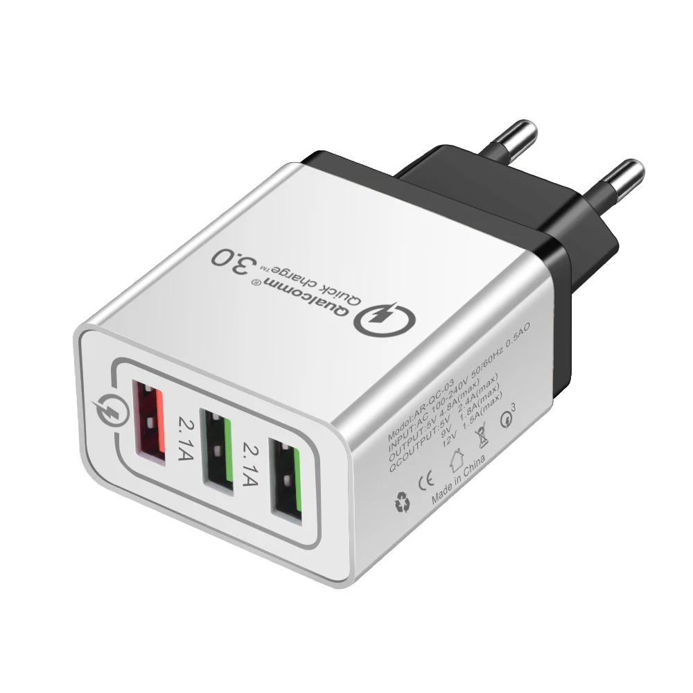 Универсальный 18 Вт USB quick charge 3,0 5V 3A для Iphone 8 7 6 EU US Plug, быстрое зарядное устройство для мобильного телефона Samsug s8 s9 huawei