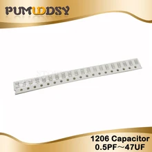 100 шт. 1206 smd конденсатор с алюминиевой крышкой, керамический 22pf 22pf 1nf 10nf 100nf Наборы Конденсаторов 0.5pF-100 мкФ