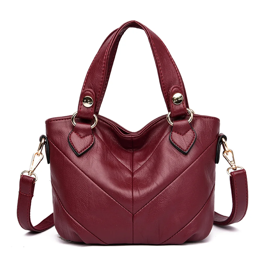 

Hot Sale Real Soft PU Leather Shoulder Bags for Women Small Casual Tote Bag Luxury Patchwork Ladies Hand Bags Female Bags Sac