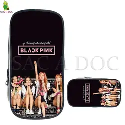 Черные розовые сумки пенал для детей модная Косметика сумка, школьные принадлежности Kpop Jisoo/Jennie/Rose/Lisa напечатаны макияж сумки вентиляторы