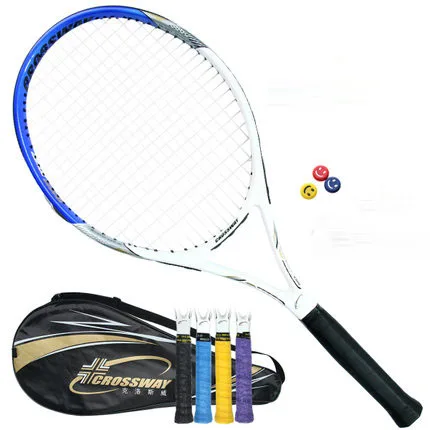 Ракетка для кроссвэя, теннисная ракетка из углеродного волокна с сумкой, теннисная рукоятка, размер 4, 3/8, ракетка для тенниса, Мужская теннисная тренировочная ракетка - Цвет: Blue