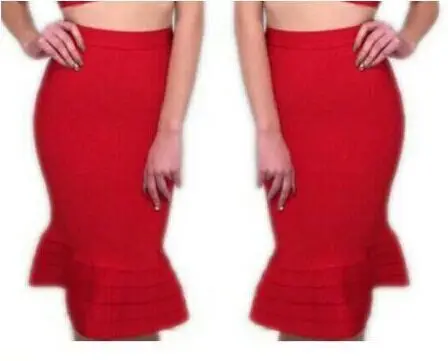 5 цветов Женская HL повязная юбка длиной до колена сексуальная юбка с оборками модный стиль знаменитостей высокого качества - Цвет: Красный